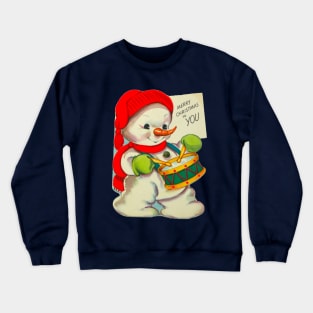 Vintage Drummer Snowman Merry Christmas Crewneck Sweatshirt